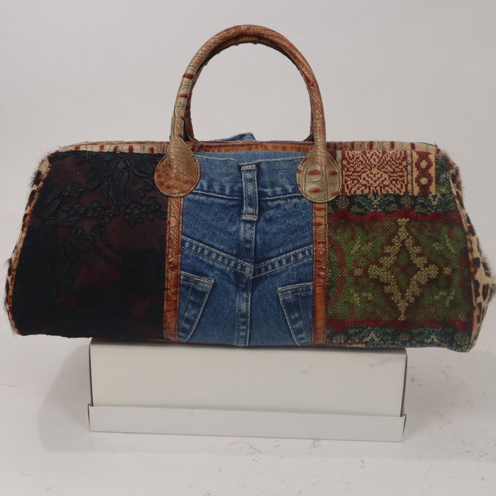 ❄️ Clever Carriage Company NWOT Denim Jean Tapestry Satchel Handbag Purse Tote